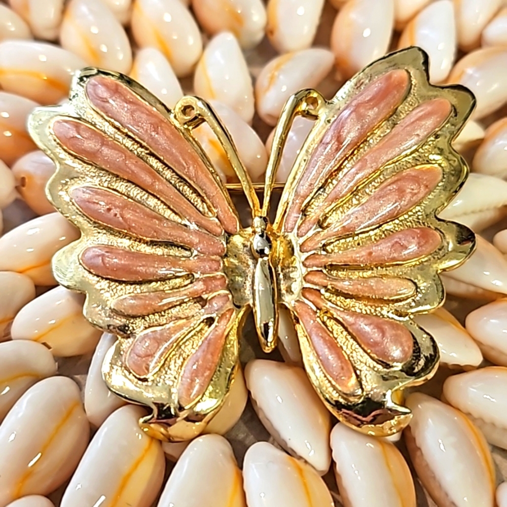 Vintage enamel butterfly brooch signed AAi